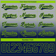 Laden Sie das Bild in den Galerie-Viewer, Custom Gray Navy-Neon Green Fade Fashion Hockey Lace Neck Jersey
