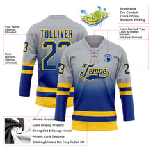 Charger l'image dans la galerie, Custom Gray Royal-Yellow Fade Fashion Hockey Lace Neck Jersey
