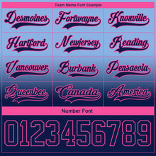 Загрузить изображение в средство просмотра галереи, Custom Light Blue Navy-Pink Fade Fashion Hockey Lace Neck Jersey
