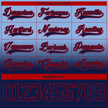 Laden Sie das Bild in den Galerie-Viewer, Custom Light Blue Navy-Red Fade Fashion Hockey Lace Neck Jersey
