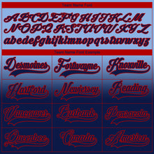 Laden Sie das Bild in den Galerie-Viewer, Custom Light Blue Navy-Red Fade Fashion Hockey Lace Neck Jersey
