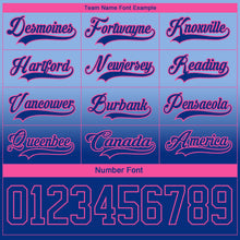 Laden Sie das Bild in den Galerie-Viewer, Custom Light Blue Royal-Pink Fade Fashion Hockey Lace Neck Jersey
