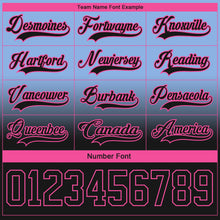 Laden Sie das Bild in den Galerie-Viewer, Custom Light Blue Black-Pink Fade Fashion Hockey Lace Neck Jersey
