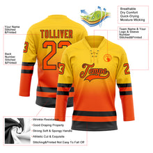Charger l'image dans la galerie, Custom Yellow Orange-Black Fade Fashion Hockey Lace Neck Jersey
