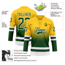 Charger l'image dans la galerie, Custom Yellow Green-White Fade Fashion Hockey Lace Neck Jersey
