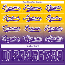 Charger l'image dans la galerie, Custom Yellow Purple-White Fade Fashion Hockey Lace Neck Jersey
