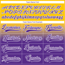 Charger l'image dans la galerie, Custom Yellow Purple-White Fade Fashion Hockey Lace Neck Jersey
