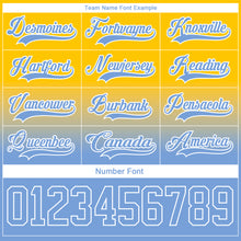 Загрузить изображение в средство просмотра галереи, Custom Yellow Light Blue-White Fade Fashion Hockey Lace Neck Jersey
