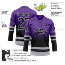 Charger l'image dans la galerie, Custom Purple Black-Gray Fade Fashion Hockey Lace Neck Jersey
