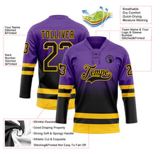 Charger l'image dans la galerie, Custom Purple Black-Yellow Fade Fashion Hockey Lace Neck Jersey
