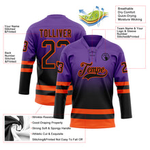 Charger l'image dans la galerie, Custom Purple Black-Orange Fade Fashion Hockey Lace Neck Jersey

