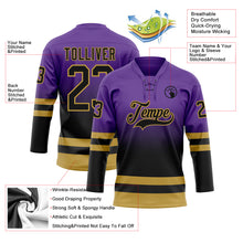Charger l'image dans la galerie, Custom Purple Black-Old Gold Fade Fashion Hockey Lace Neck Jersey
