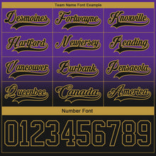 Charger l'image dans la galerie, Custom Purple Black-Old Gold Fade Fashion Hockey Lace Neck Jersey
