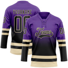 Charger l'image dans la galerie, Custom Purple Black-Cream Fade Fashion Hockey Lace Neck Jersey
