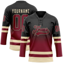 Charger l'image dans la galerie, Custom Black Crimson-Cream Fade Fashion Hockey Lace Neck Jersey
