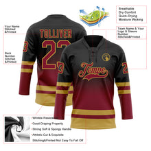 Charger l'image dans la galerie, Custom Black Crimson-Old Gold Fade Fashion Hockey Lace Neck Jersey
