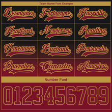 Charger l'image dans la galerie, Custom Black Crimson-Old Gold Fade Fashion Hockey Lace Neck Jersey
