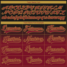 Charger l'image dans la galerie, Custom Black Crimson-Old Gold Fade Fashion Hockey Lace Neck Jersey
