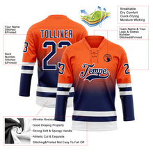 Charger l'image dans la galerie, Custom Orange Navy-White Fade Fashion Hockey Lace Neck Jersey
