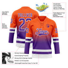 Charger l'image dans la galerie, Custom Orange Purple-White Fade Fashion Hockey Lace Neck Jersey
