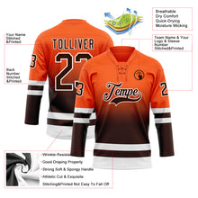 Charger l'image dans la galerie, Custom Orange Brown-White Fade Fashion Hockey Lace Neck Jersey
