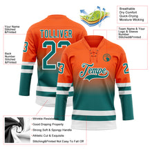 Charger l'image dans la galerie, Custom Orange Teal-White Fade Fashion Hockey Lace Neck Jersey
