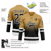 Charger l'image dans la galerie, Custom Old Gold Black-White Fade Fashion Hockey Lace Neck Jersey
