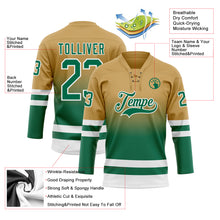 Charger l'image dans la galerie, Custom Old Gold Kelly Green-White Fade Fashion Hockey Lace Neck Jersey
