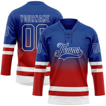 Charger l'image dans la galerie, Custom Royal Red-White Fade Fashion Hockey Lace Neck Jersey
