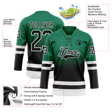 Charger l'image dans la galerie, Custom Kelly Green Black-White Fade Fashion Hockey Lace Neck Jersey
