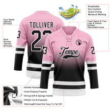 Charger l'image dans la galerie, Custom Light Pink Black-White Fade Fashion Hockey Lace Neck Jersey
