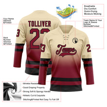 Charger l'image dans la galerie, Custom Cream Crimson-Black Fade Fashion Hockey Lace Neck Jersey
