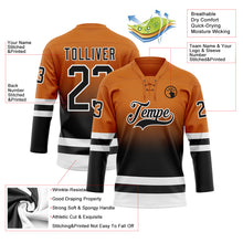 Charger l'image dans la galerie, Custom Texas Orange Black-White Fade Fashion Hockey Lace Neck Jersey
