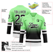 Charger l'image dans la galerie, Custom Pea Green Black-White Fade Fashion Hockey Lace Neck Jersey
