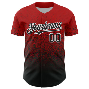 Custom Red Black-White Fade Fashion Speckle Authentic Baseball Jersey