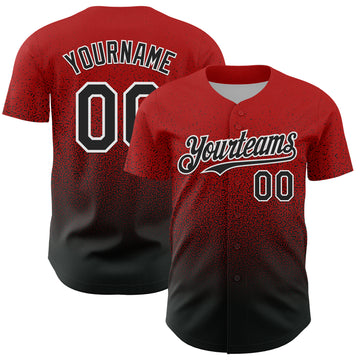 Custom Red Black-White Fade Fashion Speckle Authentic Baseball Jersey