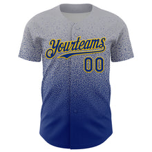 Load image into Gallery viewer, Custom Gray Royal-Gold Fade Fashion Speckle Authentic Baseball Jersey
