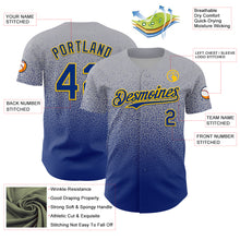 Load image into Gallery viewer, Custom Gray Royal-Gold Fade Fashion Speckle Authentic Baseball Jersey
