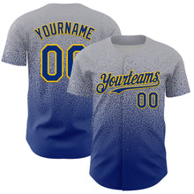 Load image into Gallery viewer, Custom Gray Royal-Gold Fade Fashion Speckle Authentic Baseball Jersey
