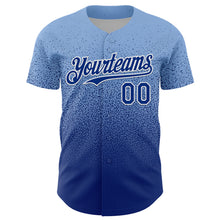 Charger l'image dans la galerie, Custom Light Blue Royal-White Fade Fashion Speckle Authentic Baseball Jersey
