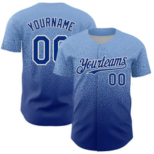 Charger l'image dans la galerie, Custom Light Blue Royal-White Fade Fashion Speckle Authentic Baseball Jersey
