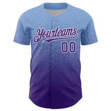 Charger l'image dans la galerie, Custom Light Blue Purple-White Fade Fashion Speckle Authentic Baseball Jersey
