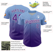 Charger l'image dans la galerie, Custom Light Blue Purple-White Fade Fashion Speckle Authentic Baseball Jersey

