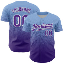 Charger l'image dans la galerie, Custom Light Blue Purple-White Fade Fashion Speckle Authentic Baseball Jersey
