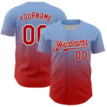 Charger l'image dans la galerie, Custom Light Blue Red-White Fade Fashion Speckle Authentic Baseball Jersey
