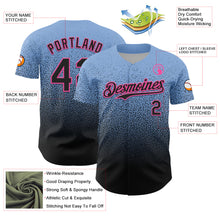 Charger l'image dans la galerie, Custom Light Blue Black-Pink Fade Fashion Speckle Authentic Baseball Jersey
