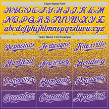 Load image into Gallery viewer, Custom Yellow Purple-White Fade Fashion Speckle Authentic Baseball Jersey
