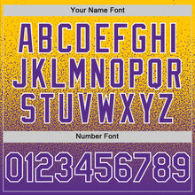 Load image into Gallery viewer, Custom Yellow Purple-White Fade Fashion Speckle Authentic Baseball Jersey
