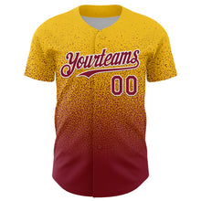 Laden Sie das Bild in den Galerie-Viewer, Custom Yellow Crimson-White Fade Fashion Speckle Authentic Baseball Jersey

