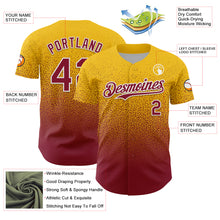 Laden Sie das Bild in den Galerie-Viewer, Custom Yellow Crimson-White Fade Fashion Speckle Authentic Baseball Jersey
